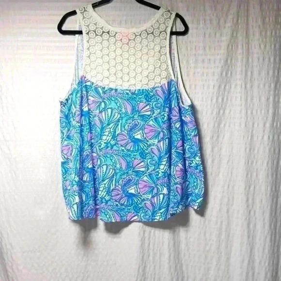 Lilly Pulitzer For Target Blue My Fans Tank top. Ladies 3X - Picture 2 of 5